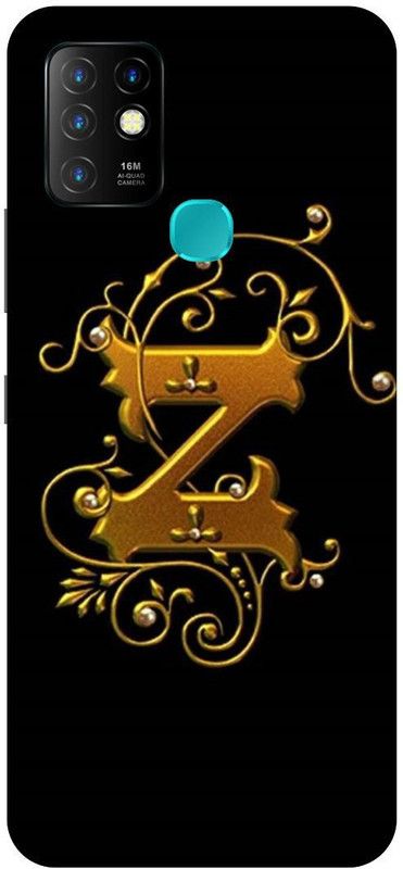 FIKORA Back Cover for Infinix Hot 10, X682B, Z, NAME, LETTER, ALPHABET, GOLD  (Black, Hard Case, Pack of: 1)