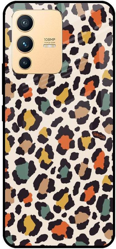 QRIOH Glass Back Cover for Vivo V23 5G  (Multicolor, Grip Case, Silicon, Pack of: 1)