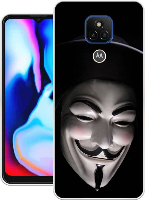 Print maker Back Cover for Motorola Moto E7 Plus  (Black, White, Grip Case, Silicon, Pack of: 1)