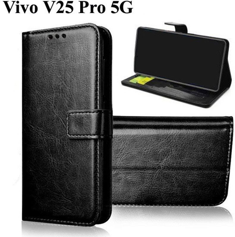 Manobal Flip Cover for Vivo V25 Pro 5G  (Black, Camera Bump Protector, Pack of: 1)