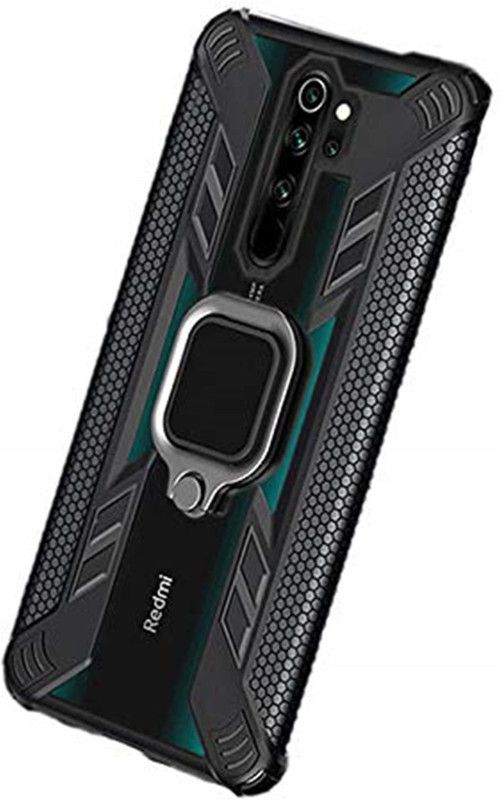 TARKAN Back Cover for Armor Rugged Shockproof Back Case Cover with Ring Holder for Redmi Note 8 Pro  (Black, Shock Proof, Silicon, Pack of: 1)