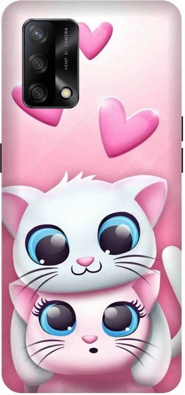 SAVETREE Back Cover for Oppo F19, CPH2219, Oppo F19s, CPH2223, Pink Cat  (Multicolor, 3D Case, Pack of: 1)