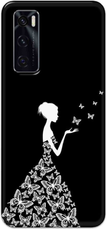 NDCOM Back Cover for Vivo V20 Se Butterfly Girl Printed  (Multicolor, Hard Case, Pack of: 1)