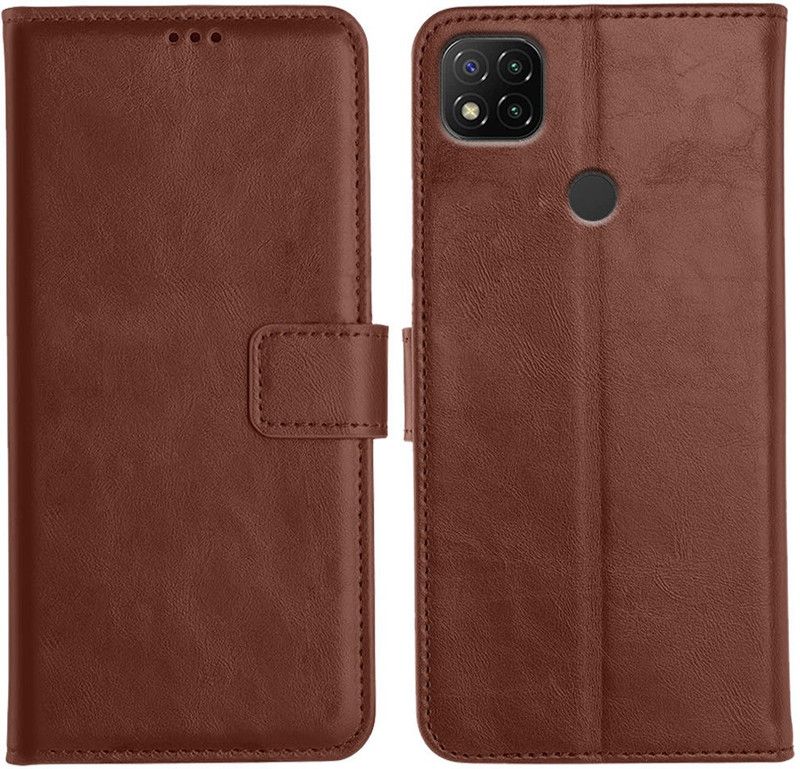Orosky Flip Cover for Redmi 9 Activ  (Brown, Dual Protection)