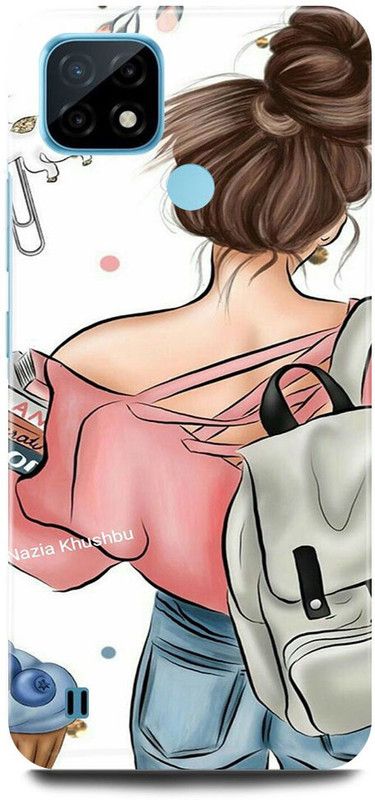 FRONK Back Cover for Realme C21, RMX3201, GIRL, CUTE, GIRL, LOVELY, GIRL, LOVE, BOOKS, ANIME  (White, Hard Case, Pack of: 1)