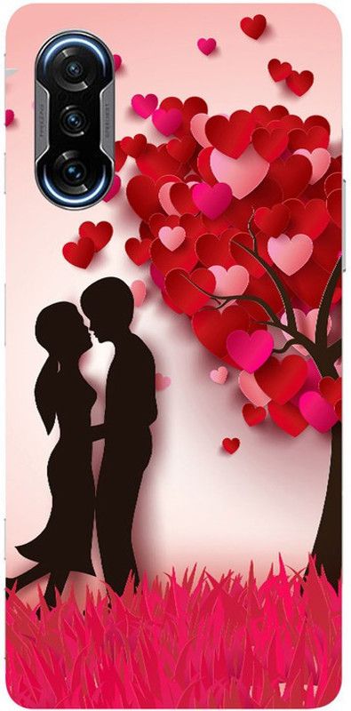Golden Mask Back Cover for Sky Hawk Back Cover For Redmi Poco F3 GT Boy and Girl in Love Tree Heart  (Multicolor, Waterproof, Silicon, Pack of: 1)