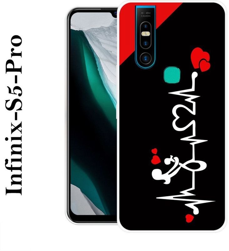 BAGRA Back Cover for Infinix S5 Pro  (Black, Red, Grip Case, Silicon)