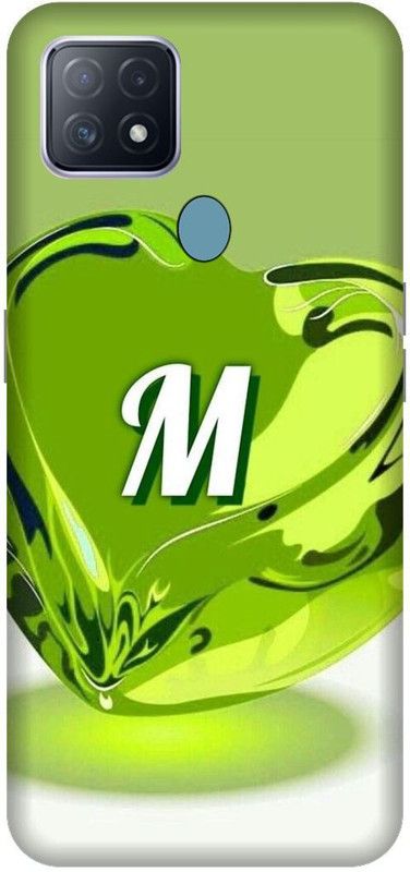 VS PRINT LINK Back Cover for OPPO A15s , CPH2179 ,M letter,M name M word , Printed Back Cover  (Green, Hard Case, Pack of: 1)