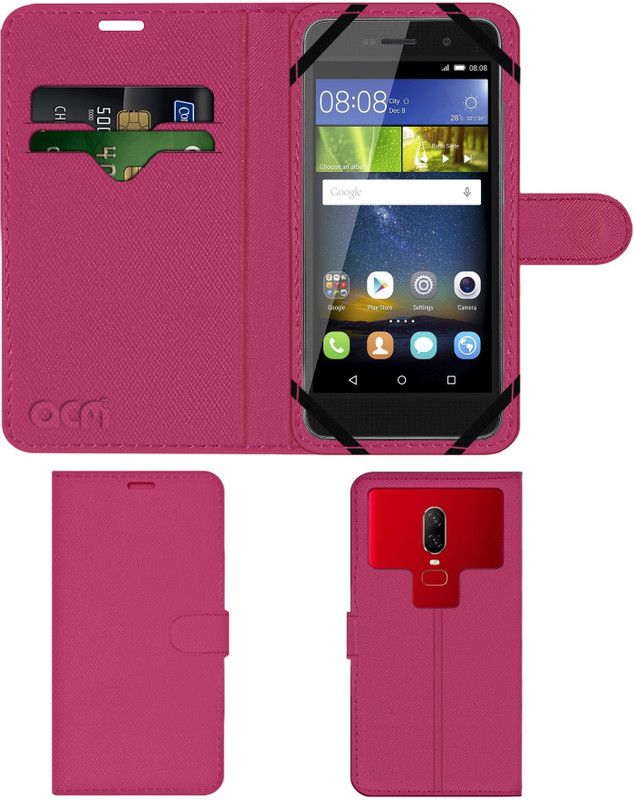 ACM Flip Cover for Honor Holly 2+  (Pink, Cases with Holder, Pack of: 1)