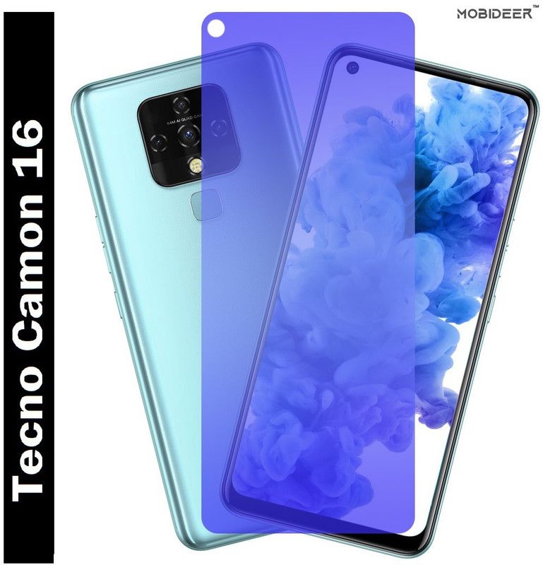 MOBIDEER Edge To Edge Tempered Glass for Tecno Camon 16, Smart Screen Protector Anti Blue Light Resistant Eyes Protected  (Pack of 1)