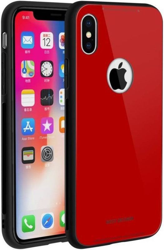 AmericHome Back Cover for Apple Iphone Xs MAX Classy & Stylish Hard Glass Finish  (Red, Dual Protection, Pack of: 1)