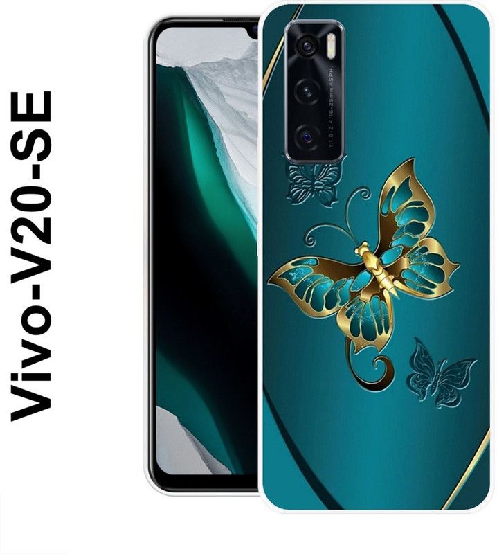 REALKING Back Cover for Vivo V20 SE  (Green, Gold, Silicon)