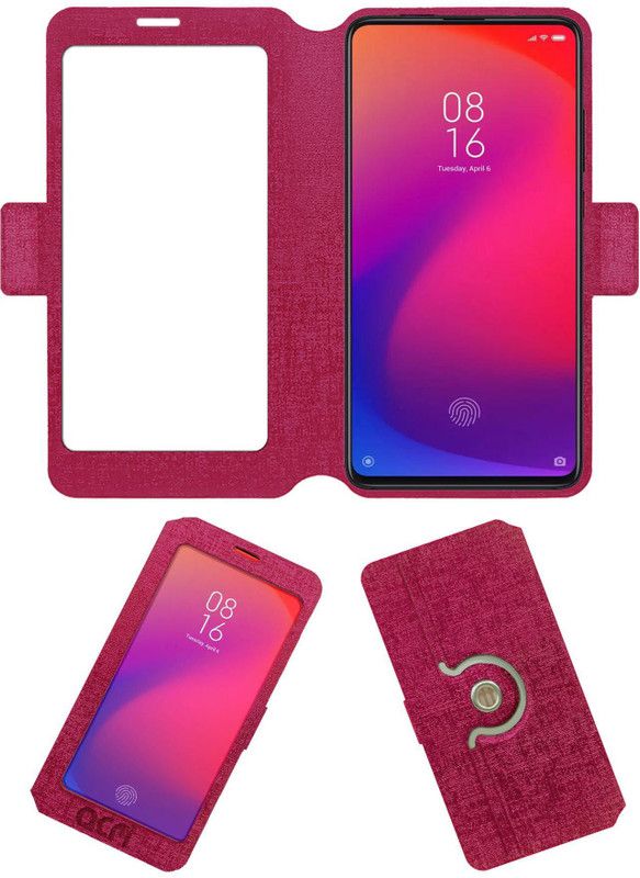 ACM Flip Cover for Mi K20  (Pink, Cases with Holder, Pack of: 1)