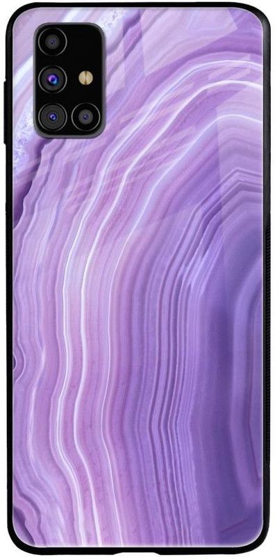 QRIOH Glass Back Cover for Samsung Galaxy M31s  (Blue, Grip Case, Silicon, Pack of: 1)