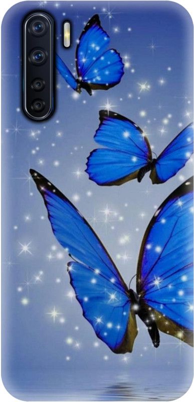 #Uncultured Back Cover for Oppo F15 - Blue Butterfly Print  (Multicolor, Hard Case, Pack of: 1)