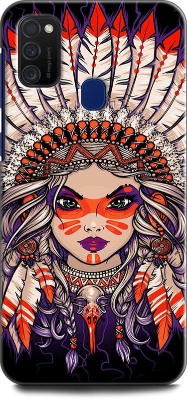 Afterglow Back Cover for SAMSUNG Galaxy M30s GRIL, INDIAN, WAR BONNET, FEATHERS, ART, COLORFUL  (Multicolor, Shock Proof, Pack of: 1)