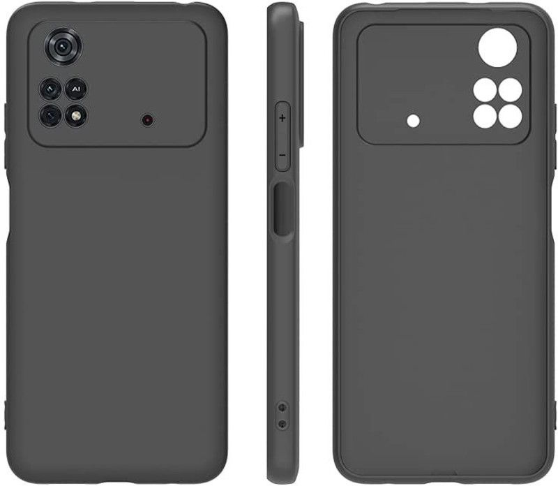 CaseTOcase Back Cover for POCO M4 Pro 4G  (Black, Matte Finish, Silicon, Pack of: 1)