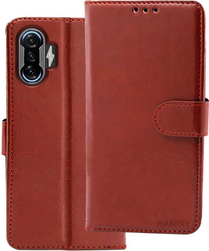 HANIRY Flip Cover for POCO F3 GT 5G  (Brown, Magnetic Case, Pack of: 1)