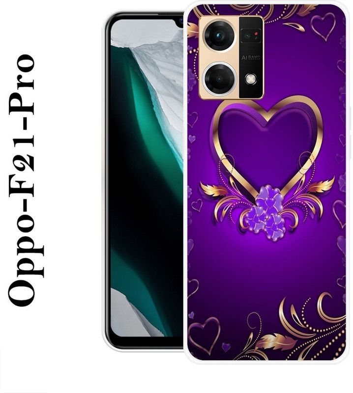 KLC Back Cover for Oppo F21 Pro  (Purple, Gold, Silicon)