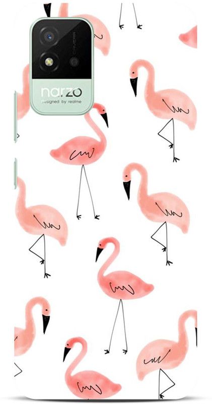 Sankee Back Cover for realme narzo 50i  (Pink, White)