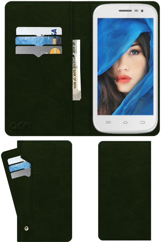 ACM Flip Cover for Intex Cloud Z5  (Green, Cases with Holder)