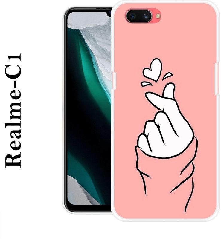 JATLAND Back Cover for Realme C1  (Pink, White, Grip Case, Silicon)