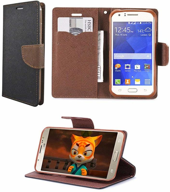 Coverage Flip Cover for Lenovo A6010  (Black, Dual Protection, Pack of: 1)