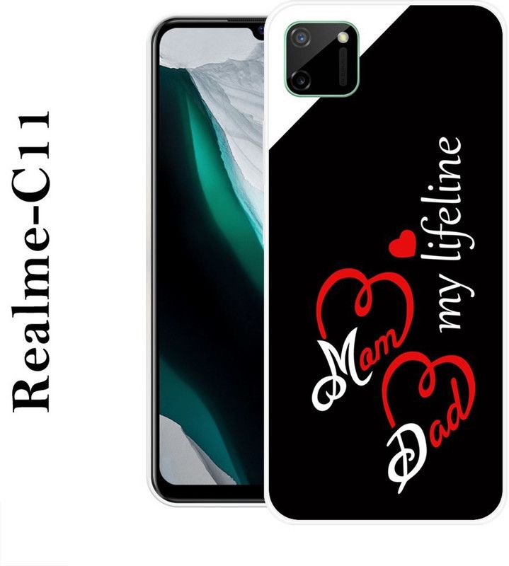 REALKING Back Cover for Realme C11  (Black, White, Silicon)