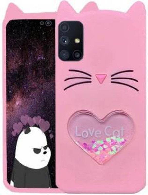RICHCHIKS Back Cover for SAM PINK A51 Soft RubberCwith 3D Heart with Camera Lens Protection Back Cover Case  (Pink, 3D Case, Pack of: 1)