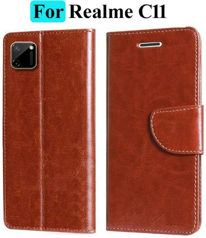 Mashgul Flip Cover for Realme C11  (Brown, Shock Proof, Pack of: 1)