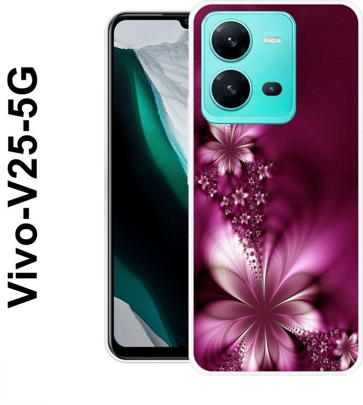 KUDI Back Cover for Vivo V25 5G  (Purple, White, Silicon)