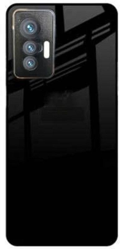 Urban India Back Cover for Vivo X70 Luxurious Glass Back Case Cover Soft Edge Protective TPU Bumper  (Black, Shock Proof, Pack of: 1)