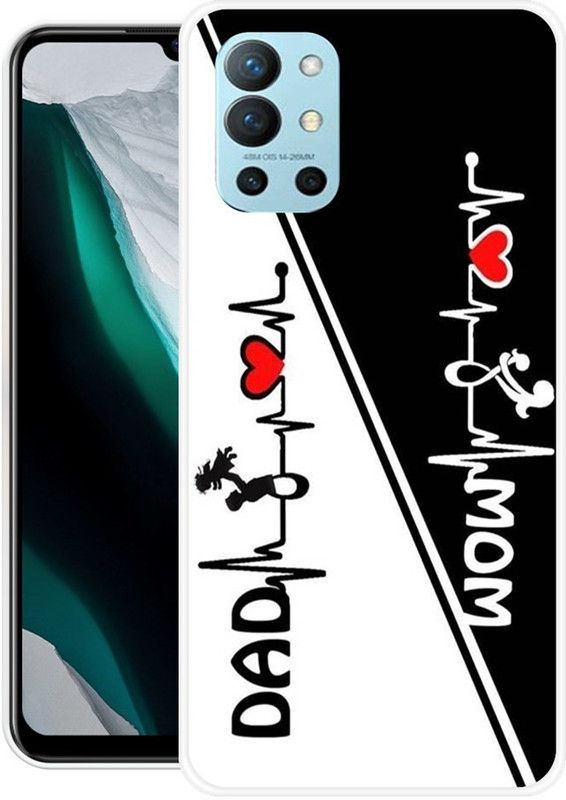 Krtagy Back Cover for OnePlus 9R 5G  (Black, White, Silicon, Pack of: 1)