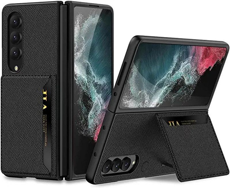 Nik's World Front & Back Case for Samsung Galaxy Fold 4 Designer Full Camera Protective Card Holder Case Leather Cover  (Black, Shock Proof, Pack of: 1)