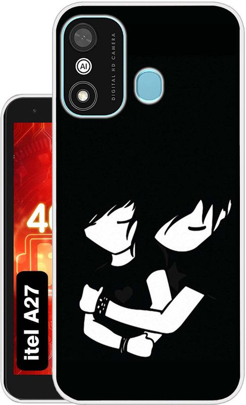 Case Club Back Cover for Itel A27  (Black, White, Silicon, Pack of: 1)