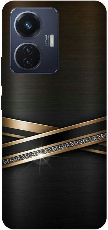 SRIJONI Back Cover for Vivo T1 44W  (Black, Gold)