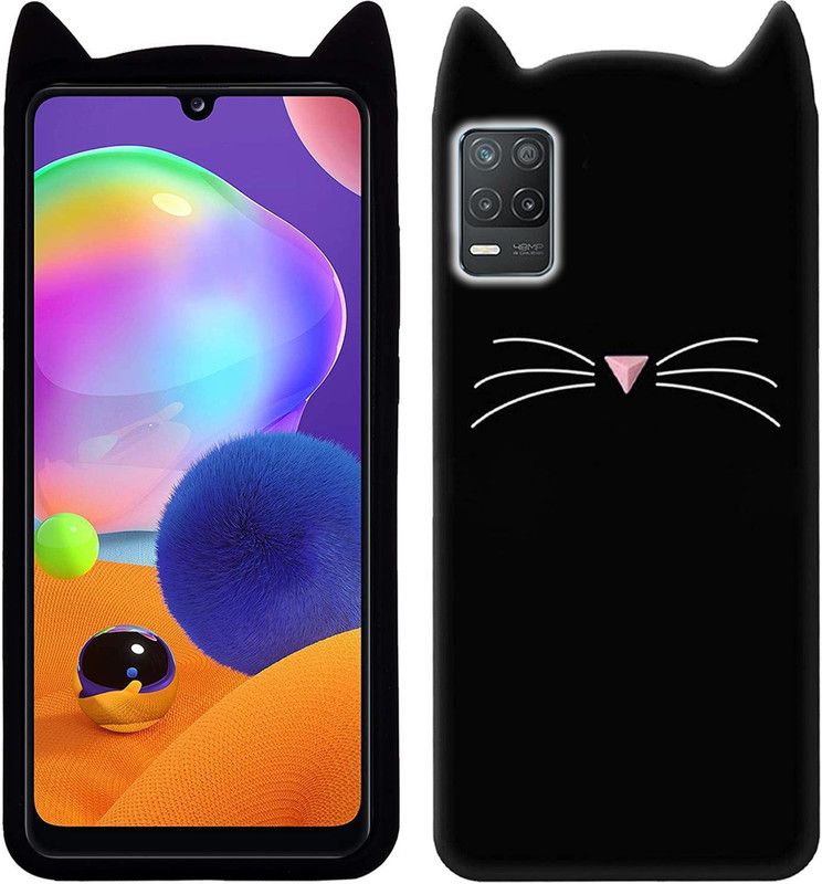 ONCRAVES Back Cover for Realme 8 5G Ear Cat Case | 3D Cute Mustache Kitty | Cat Back Cover  (Pink, Dual Protection, Silicon, Pack of: 1)