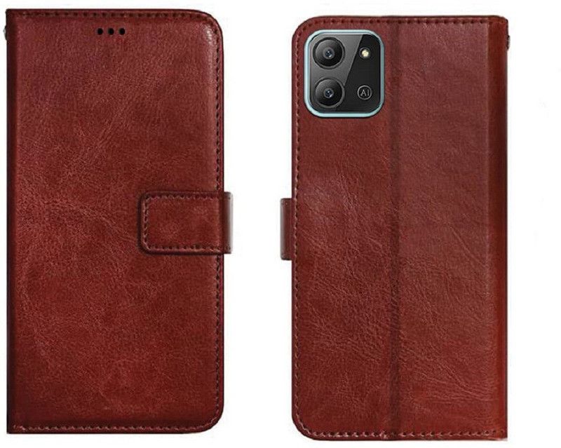 COVERBLACK Flip Cover for Infinix Hot 11 2022  (Brown, Magnetic Case, Pack of: 1)