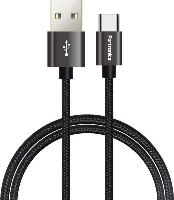 Portronics USB Type C Cable 1.2 m POR-793  (Compatible with All Phones With Type C port, Black, One Cable)