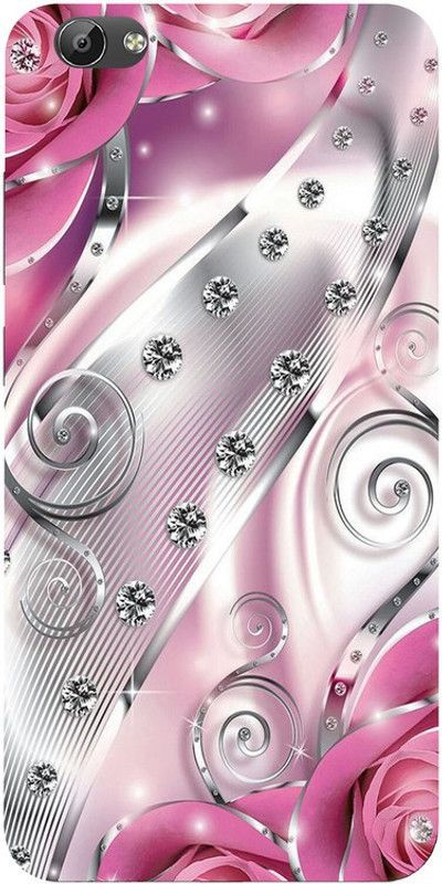 Golden Mask Back Cover for Vivo Y67 Silver Line And Pink Flower  (Multicolor, Waterproof, Silicon, Pack of: 1)