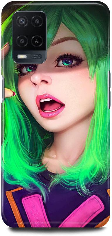 FRONK Back Cover for OPPO A54, CPH2239, ORIONY, GIRL, CUTE, GIRL, LOVELY, GIRL, LOVE  (Green, Hard Case, Pack of: 1)