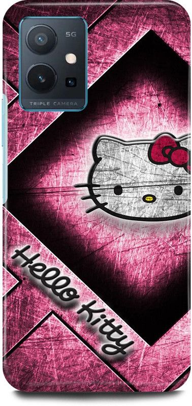 play fast Back Cover for Vivo y75 5G, V2142 HELLO, KITTY, BACK, COVER  (Pink, Hard Case, Pack of: 1)