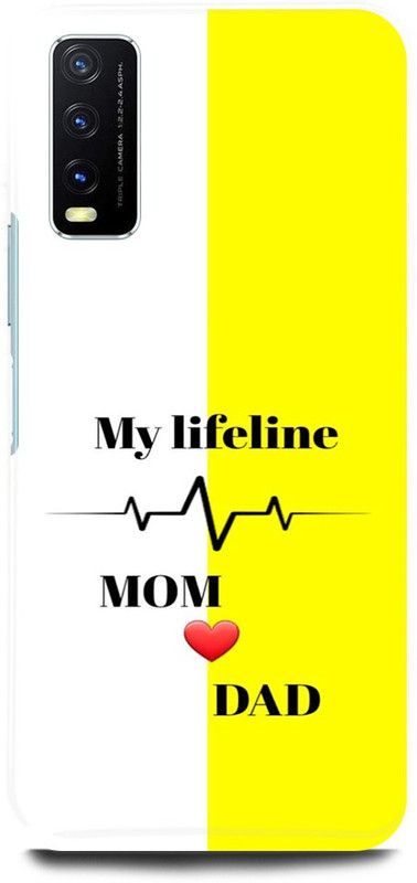 play fast Back Cover for Vivo Y20i, V2027 MY, LIFELINE, MOM, DAD, LOVE  (Yellow, Hard Case, Pack of: 1)