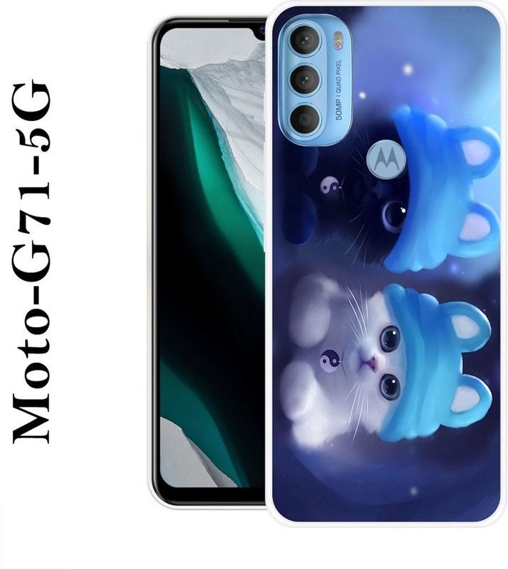 VITARO Back Cover for Motorola Moto G71 5G  (Blue, White, Grip Case, Silicon)