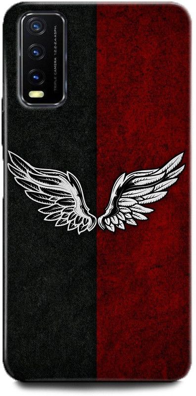 INDICRAFT Back Cover for Vivo Y12G, V2068 WINGS FEATHER, ART, TEXTURE, BLACK, RED, ANGEL, STRIPES  (Multicolor, Dual Protection, Pack of: 1)