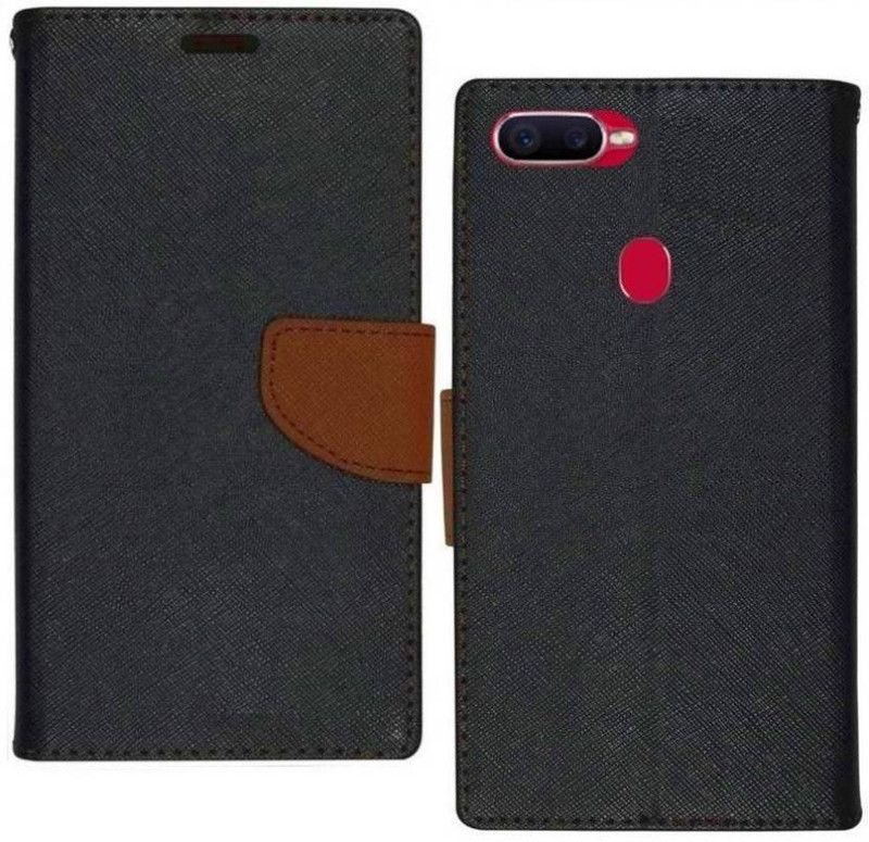 AmericHome Flip Cover for Oppo F9  (Brown, Grip Case, Pack of: 1)