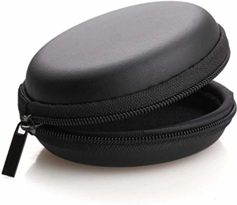 Synom Leather Zipper Headphone Pouch  (black)