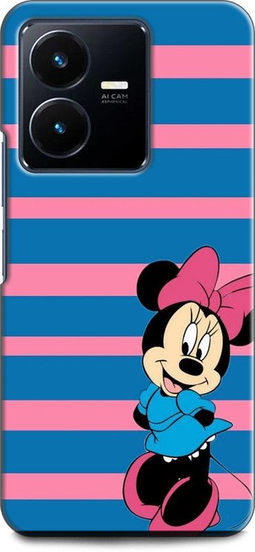 KEYCENT Back Cover for Vivo Y22, V2207 MINNIE MOUSE, FINE PINK ART, CARTOON, DISNEY  (Multicolor, Shock Proof, Pack of: 1)