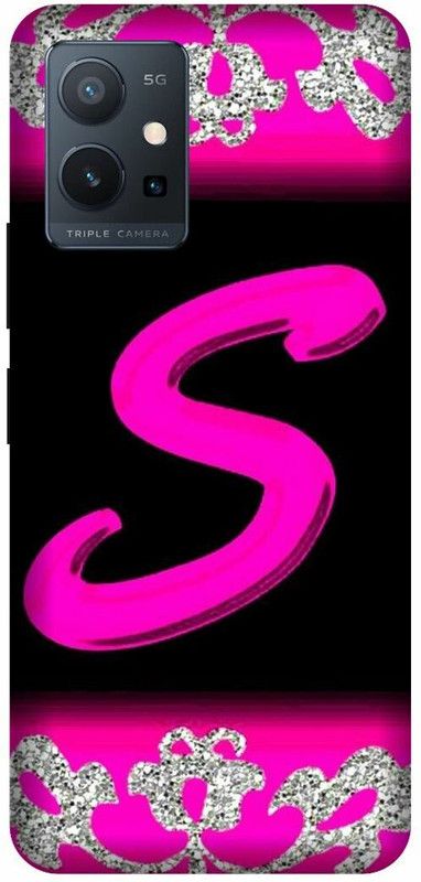 3D U PRINT Back Cover for VIVO T1 (5G) ,V2141 , S letter,S name S word  (Pink, Hard Case, Pack of: 1)