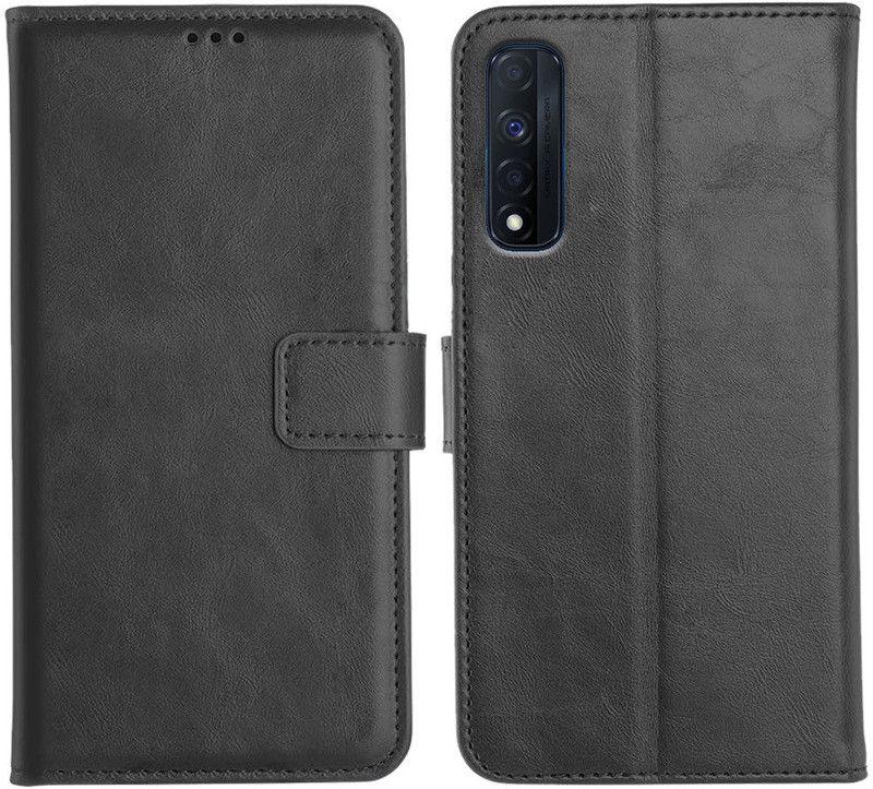 Genron Flip Cover for Realme Narzo 30 4G  (Black, Dual Protection)